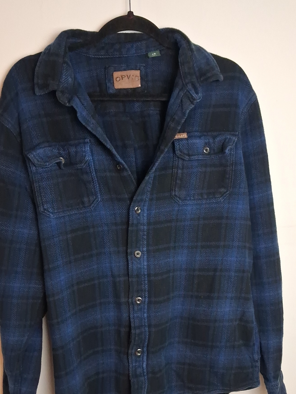 Orvis Blue and Black Plaid Men's Casual Button-Down Shirt